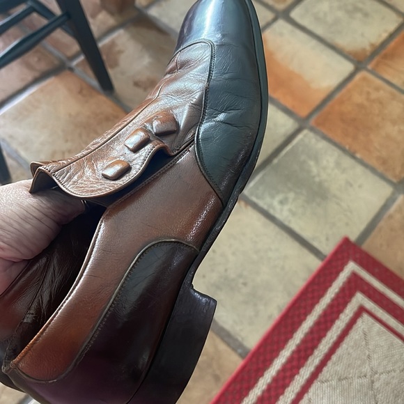 VTG Sz 10 Leather men slip on Palm Beach classic brown shoes dapper Dan loafers main image 4